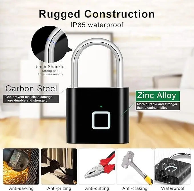 Fingerprint Padlock Rechargeable Keyless